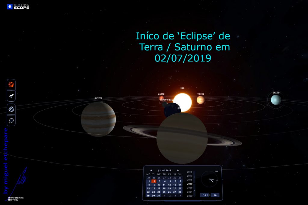 Início de Eclipse Terra Saturno em 02.07.2019